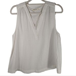 Marine Layer Coquette White Cotton V-Neck Sleeveless Minimalist Tank Top Shirt M